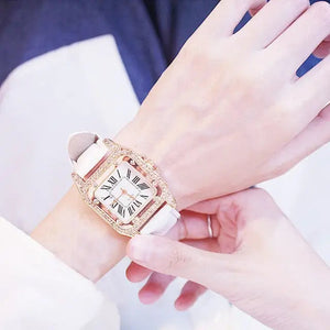 Starry Square Dial Bracelet & Watch Set - White - watch