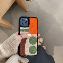 Load image into Gallery viewer, Winter Cute Plush Checkerboard Soft Silicon Case For IPhone