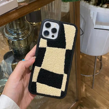 Load image into Gallery viewer, Winter Cute Plush Checkerboard Soft Silicon Case For IPhone