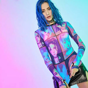 Y2K Aesthetic O-Neck Mesh T-Shirt