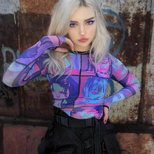 Load image into Gallery viewer, Y2K Aesthetic O-Neck Mesh T-Shirt