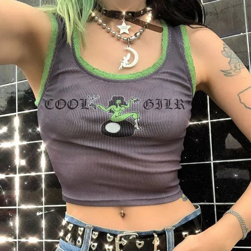 Y2K Aesthetics Sleeveless Crop Top