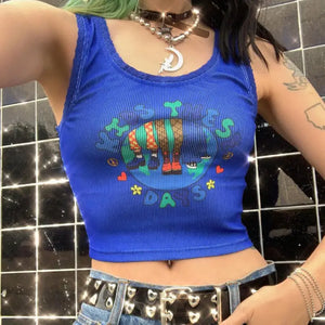Y2K Aesthetics Sleeveless Crop Top - F / L