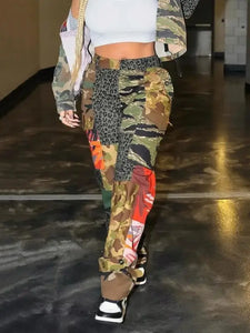 Y2K Camouflage Patchwork Cargo Pants