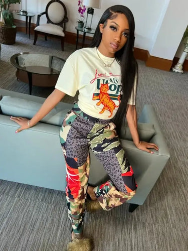 Y2K Camouflage Patchwork Cargo Pants