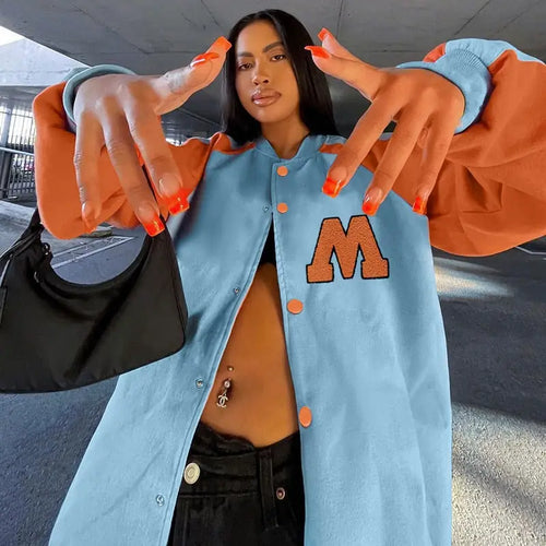 Y2K Cotton Letter Embroidery Baseball Jacket
