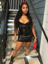 Load image into Gallery viewer, Y2K Cross Printed PU Leather Dress