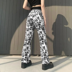Y2K Goth High Waist Flared Pants