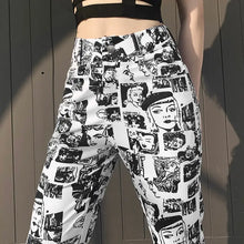 Load image into Gallery viewer, Y2K Goth High Waist Flared Pants