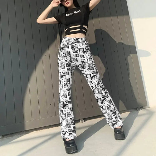 Y2K Goth High Waist Flared Pants