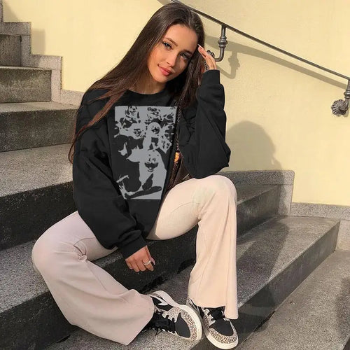 Y2K Gothic Portrait Print Sweatshirt