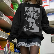 Load image into Gallery viewer, Y2K Gothic Portrait Print Sweatshirt - Black / L