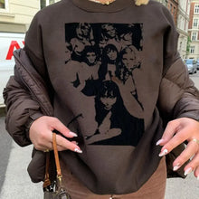 Load image into Gallery viewer, Y2K Gothic Portrait Print Sweatshirt - Brown / M