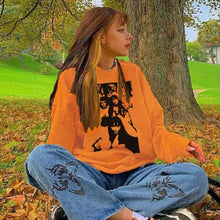 Load image into Gallery viewer, Y2K Gothic Portrait Print Sweatshirt - Orange / L