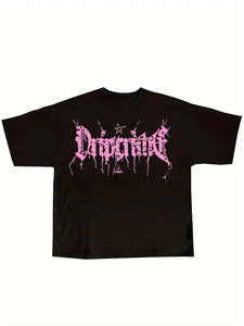 Y2K Letter Print Crew Neck T-shirt - customized