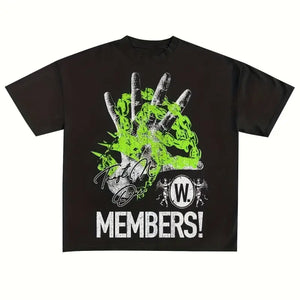 Y2K Letter Print Crew Neck Tee - Black / S(4) - customized