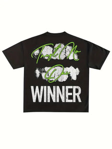 Y2K Letter Print Crew Neck Tee - customized