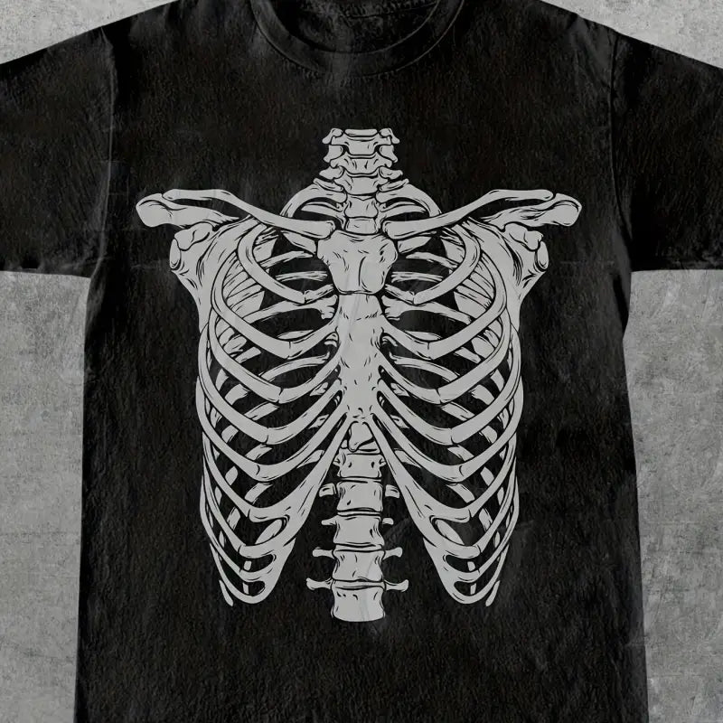 Y2K Skull Print Crew Neck T-shirt - Black / S(4)