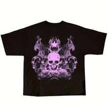 Load image into Gallery viewer, Y2K Skull Print Womens Short Sleeve T-shirt - Black / XS(2)