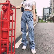 Load image into Gallery viewer, Y2k Streetwear Butterfly Print Straight Baggy Jeans