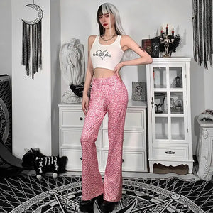 Y2K Streetwear Pink Leopard Print Pants