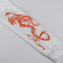 Load image into Gallery viewer, Y2K White Dragon Print Loose Long Crop Top
