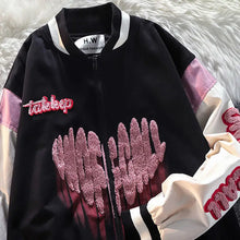 Load image into Gallery viewer, Zip-Up Grunge O-neck Oversized Baseball Jacket