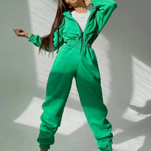 Load image into Gallery viewer, Zipper Drawstring Jacket And Elastic Pencil Pants Suit