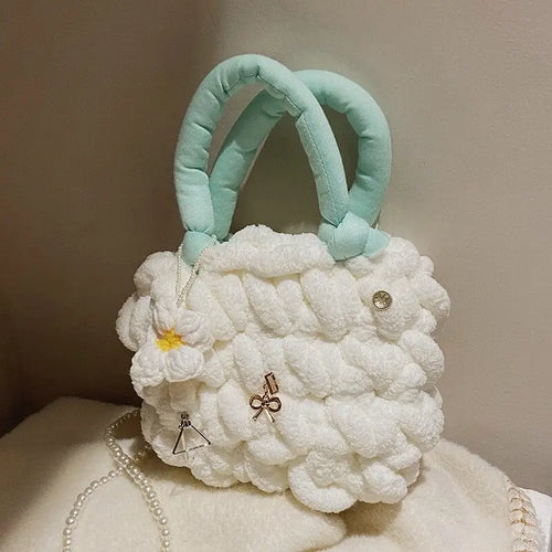 Zipper Fashion Faux Fur Small Tote Handbags