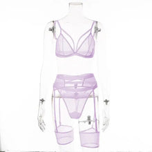 Load image into Gallery viewer, 3 Piece Sensual Unlined Bra &amp; Panty with Garter Belt