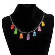 Load image into Gallery viewer, 7 Charm Rainbow Gummy Bear Necklace - Multi color / 50cm