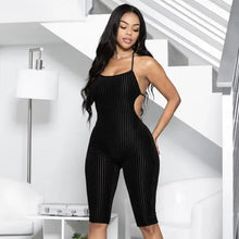 Load image into Gallery viewer, Backless Halter Bodycon Short Romper - L / black