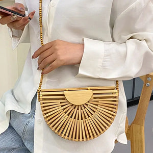 Bamboo Woven Beach Handbag
