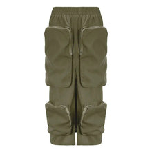 Load image into Gallery viewer, Harajuku Zipper Loose High Waist Y2k Skirt - Army Green / S