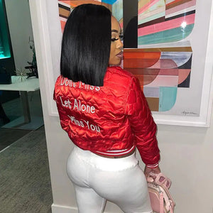 Bubble Puffer Cropped Baseball Jacket
