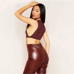 Burgundy Sexy Short Cropped Top