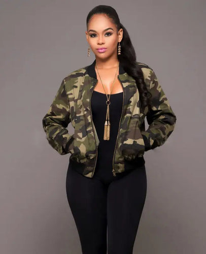 Casual Camo Baseball Jacket