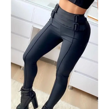 Load image into Gallery viewer, Casual High Waist Skinny Trousers Pants - Black / XL