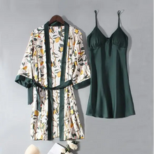 Load image into Gallery viewer, Casual Satin Lounge Soft Pajama Set - Green - C / XL