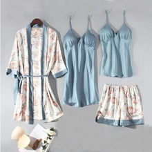 Load image into Gallery viewer, Casual Satin Lounge Soft Pajama Set - Light Blue - B / XL