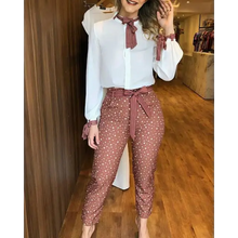 Load image into Gallery viewer, Casual Wear Tied Detail Top &amp; Polkadot Print Pants Set - Red