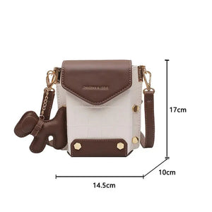 Contrasting design Chain PU Leather Crossbody Bag