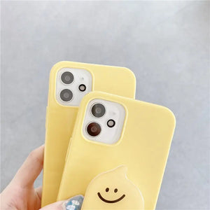 Cute Fruit Lemon Smiley Bracket Soft phone Case For iphone