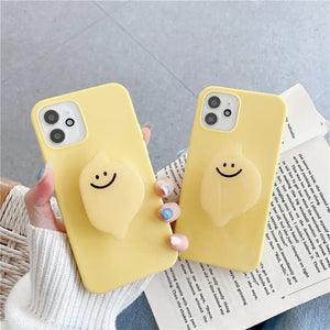 Cute Fruit Lemon Smiley Bracket Soft phone Case For iphone