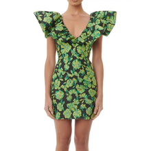 Load image into Gallery viewer, Deep V Neck Ruffle Sleeves Floral Print Mini Dress