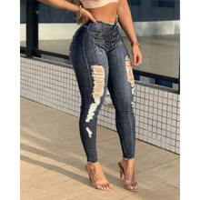 Load image into Gallery viewer, Denim Cutout Ripped Casual Jeans