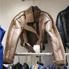 Load image into Gallery viewer, Double Faced Faux Fur Thick PU Leather Jacket