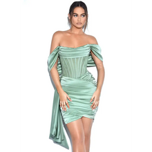 Load image into Gallery viewer, Elegant Draping Off Shoulder Dress with gloves
