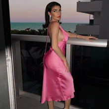 Load image into Gallery viewer, Elegant Plunge Halter Sexy Backless Midi Dress