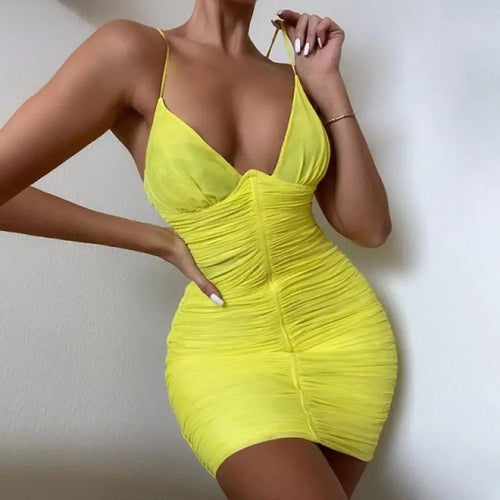 Elegant Plunge Mesh Birthday Night Club Dress